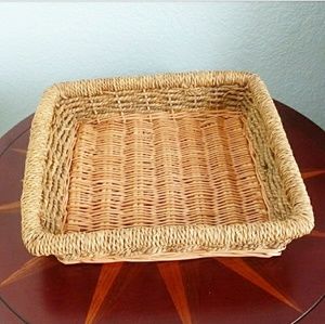 Woven Boho Two Tone Wicker Rope Detail Bask